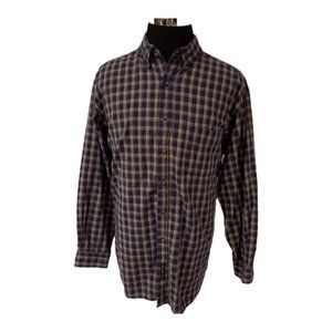 Abercrombie & Fitch Mens Large Blue Beige Stripe Long Sleeve Button Up Shirt